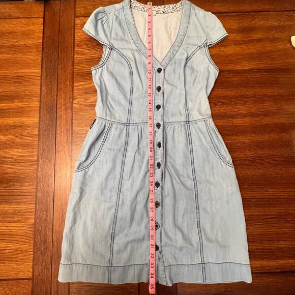 Vintage Y2k 1995 Charlotte Russe Button Down Blue Denim Style Dress Medium - Picture 9 of 11